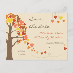 Liebe-Baum-Herzen, die Save the Date Wedding sind Ankündigungspostkarte