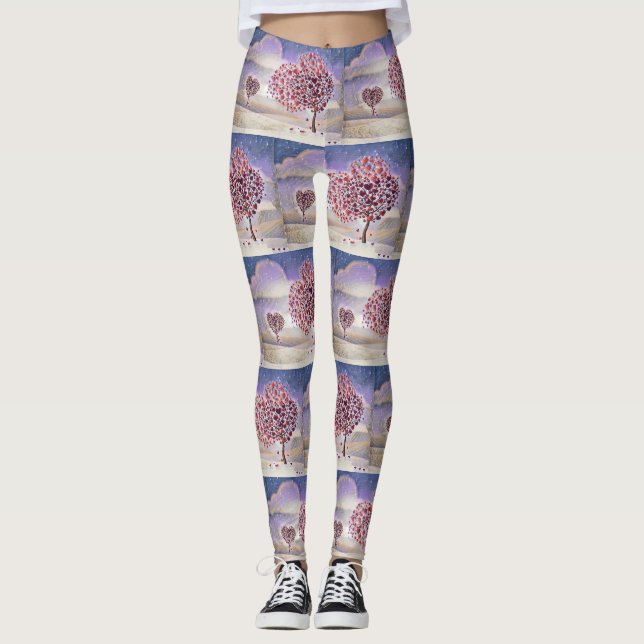 Liebe Baum mit Herz Wasserfarbe Leggings (Vorderseite)