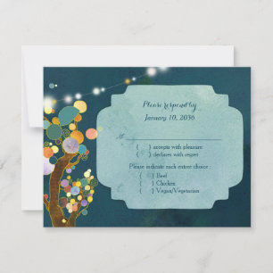 Liebe Bäume in Aquamariner Hochzeitsmahlzeit UAWG RSVP Karte