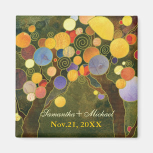 Liebe Bäume Olive Green Wedding Save the Date Magnet