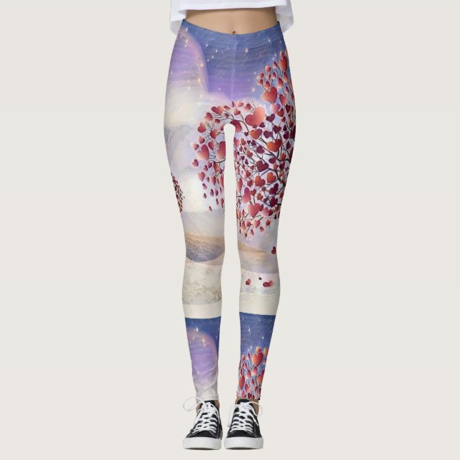 Liebe Baumzweige mit Leggings des Roten Herzens (Vorderseite)