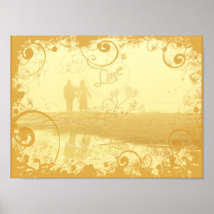 Liebe Beach Couple gegrundet und wirbelig Poster