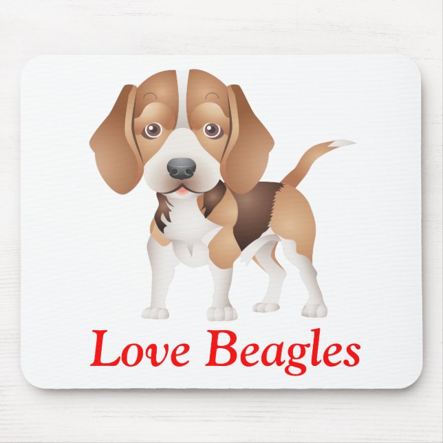 Liebe Beagle Welpen-Hund-Cartoon-Maus-Pad Mousepad (Vorne)