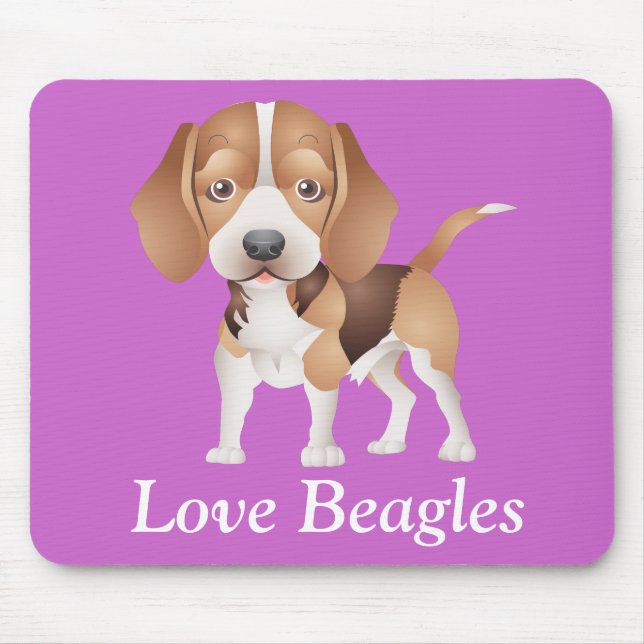 Liebe Beagle Welpen-Hund-Cartoon-Maus-Pad Mousepad (Vorne)