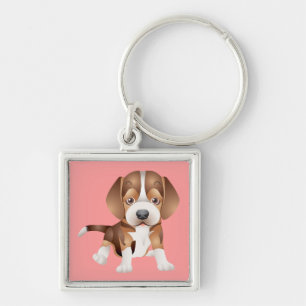 Liebe Beagle Welpen Hund Rosa Schlüsselanhänger
