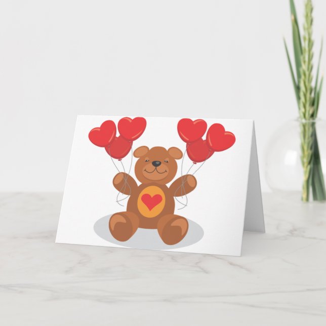 Liebe Bear Valentinstag Gestütetes Tierherz Feiertagskarte (Vorderseite)