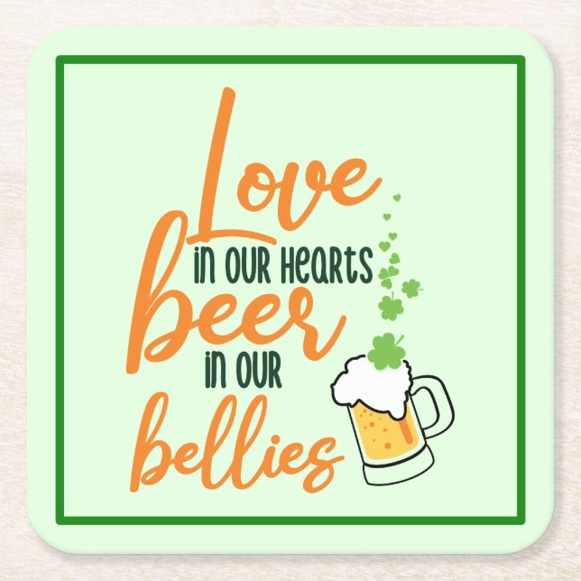 Liebe & Beer St. Patrick’s Day Fun-61146 Hoodie Rechteckiger Pappuntersetzer (Vorderseite)