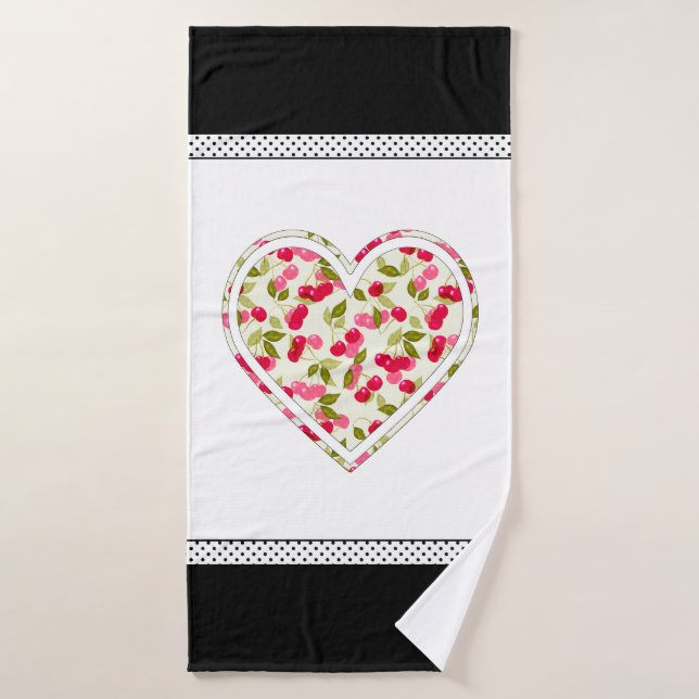 Liebe, Beeren, Kirsche Badehandtuch (Badehandtuch)