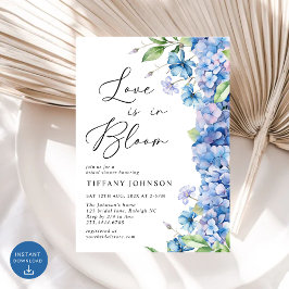 Liebe befindet sich im Brautparty Bloom Blue Hydra Einladung