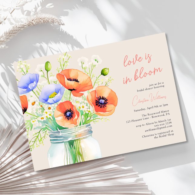 Liebe befindet sich im Brautparty der blühenden Wi Einladung (Von Creator hochgeladen)