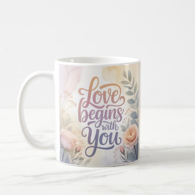 Liebe beginnt mit dir, Valentinstag Kaffeetasse (Links)