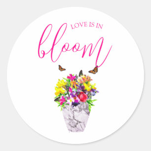 Liebe bei Blumenhochzeiten Runder Aufkleber