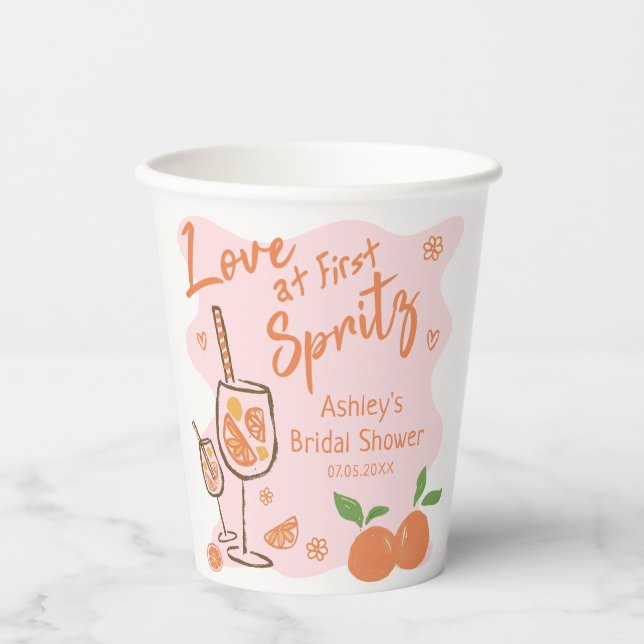 Liebe bei den ersten Brautparty-Cups des Spritz Pappbecher (Vorderseite)