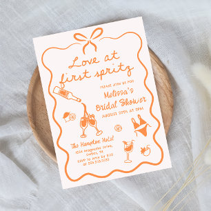 Liebe bei der ersten Spritz Bridal Dusche Einladun Einladung