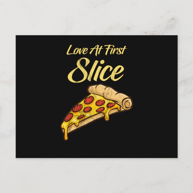 Liebe bei First Slice Funny Pizza Pepperoni Käse Postkarte (Vorderseite)