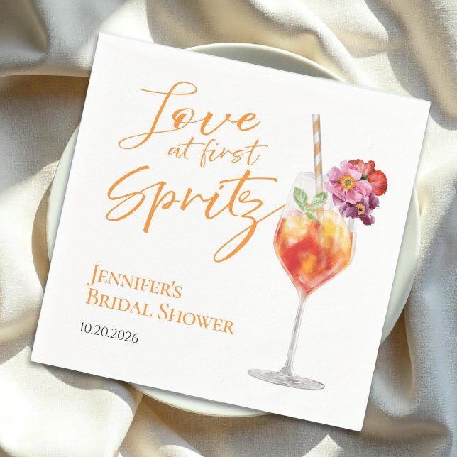 Liebe bei First Spritz | Brautparty Serviette (Von Creator hochgeladen)