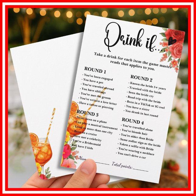 Liebe bei First Spritz Drink If Brautparty Game (Von Creator hochgeladen)