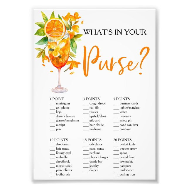 Liebe bei First Spritz Was ist in Ihrer Tasche? Fotodruck (Vorne)