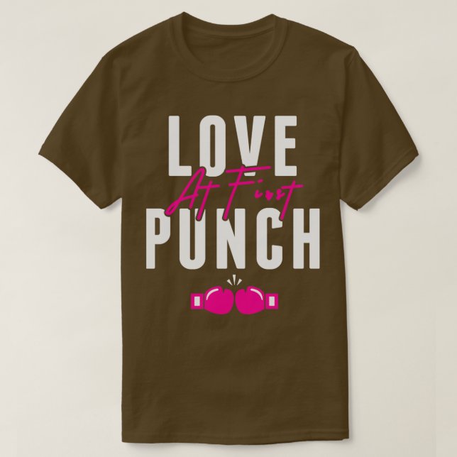 Liebe beim ersten Punch Kickboxing Pink Gloves Fig T-Shirt (Design vorne)
