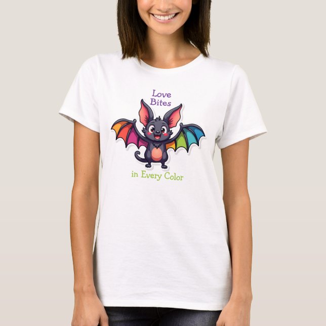 🦇🌈Liebe beißt in jeder Farbe  T-Shirt (Vorderseite)
