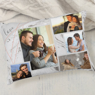 Liebe - Benutzerdefinierte 5-Foto-Collage - Grauer Dekokissen