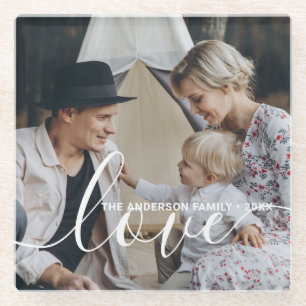 'Liebe' Benutzerdefiniertes Familienfoto mit indiv Glasuntersetzer