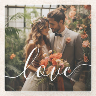 "Liebe" Benutzerdefiniertes Foto Glasuntersetzer