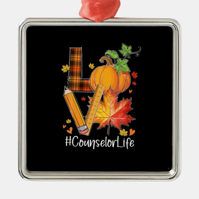 LIEBE Berater Leben Herbstlaub Herbstsaison Pump Ornament Aus Metall (Vorne)