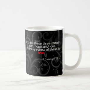 Liebe-Bibel-Vers, Schwarzes/Rot Kaffeetasse