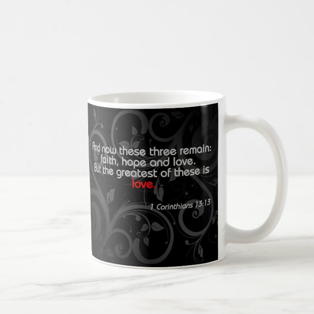 Liebe-Bibel-Vers, Schwarzes/Rot Kaffeetasse (Rechts)