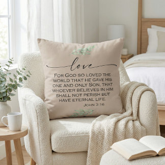 Liebe Bible Verse von John 3:16 Kissen
