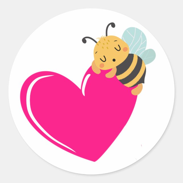 Liebe Biene Runder Aufkleber (Vorderseite)