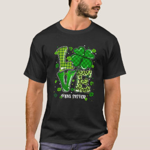 Liebe Big Sister Green Kariert Leopard St Patrick' T-Shirt