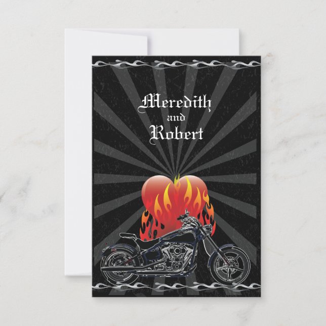 Liebe-Biker-Hochzeitskarte RSVP Karte (Vorderseite)
