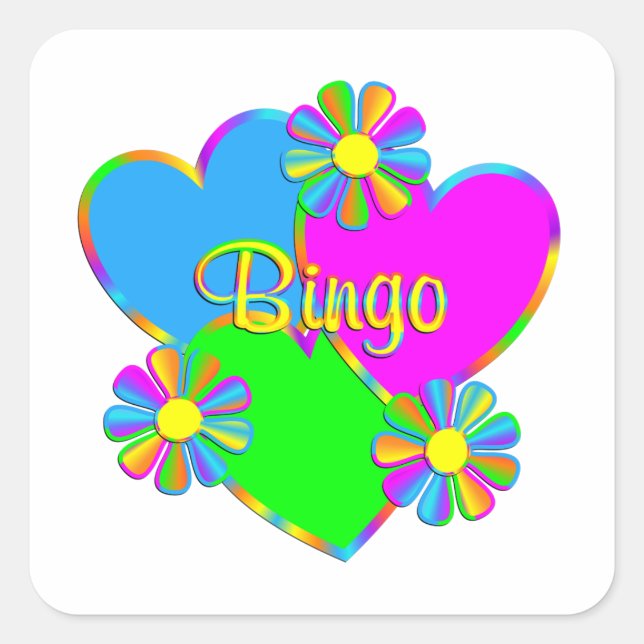 Liebe Bingo Quadratischer Aufkleber (Vorderseite)