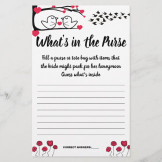 LIEBE BIRD, WAS IN DER PURSE SHOWER SPIELKARTE IST FLYER
