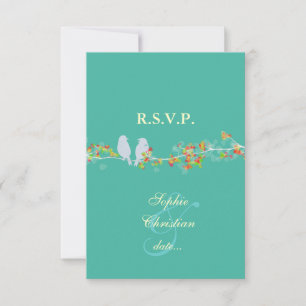 LIEBE BIRDS, UAWG/DICKE Hintergrundfarbe RSVP Karte