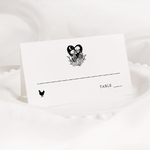 Liebe bis zum Tod Skelette und Rose Platzkarte