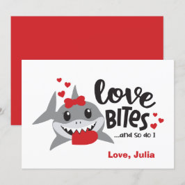 Liebe Bites | Also, Funny Shark Girl Valentine Feiertagskarte