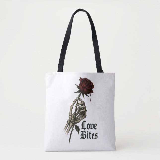 Liebe Bitten: Gotische Rose und Skelettkunst (Vorderseite)
