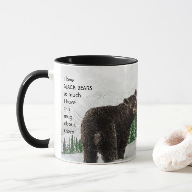 Liebe BLACK BEARS so viel Spaß Zitat Tasse (Mit Donut)