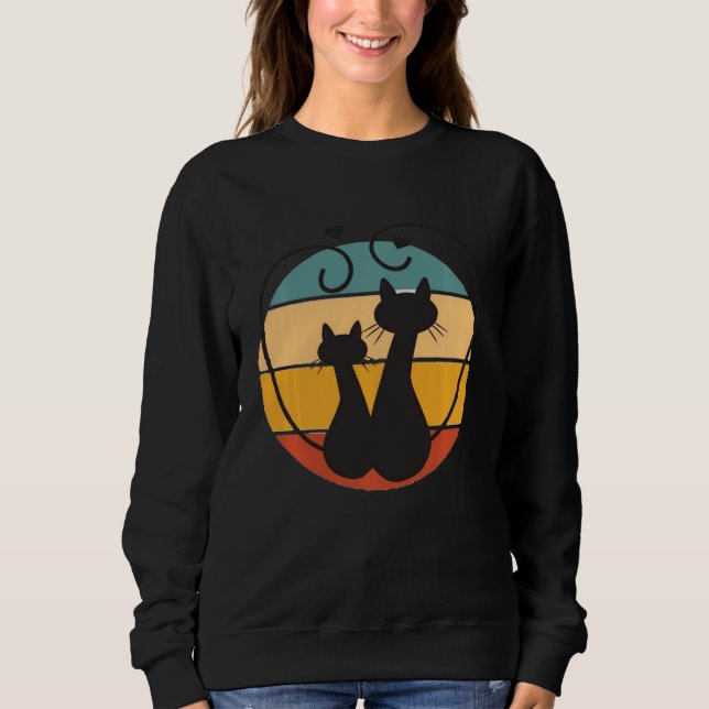 Liebe Black Cat Frauen Katzen Liebe T-Shirt für Ki Sweatshirt (Vorderseite)