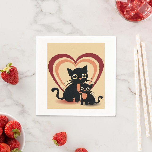 Liebe Black Cats Paper Napkins Serviette (Von Creator hochgeladen)