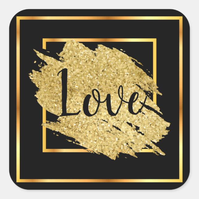 Liebe Black Gold Royal Design Quadratischer Aufkleber (Vorderseite)