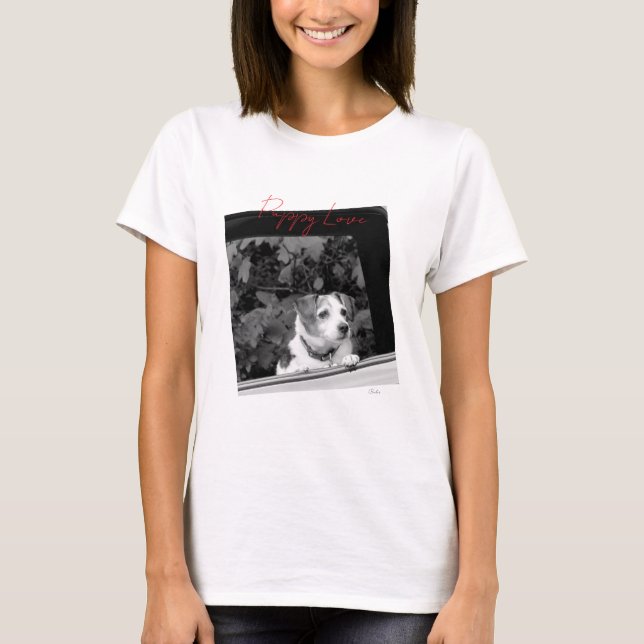 Liebe Black & White Dog Foto T-Shirt (Vorderseite)
