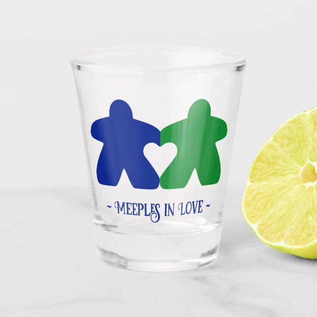 Liebe, Blauer und Grüner Schuss Schnapsglas (Vorderseite)