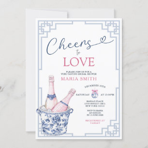 Liebe Blue Chinoiserie Brautparty Einladung