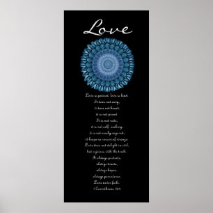 Liebe - Blue Daisy Wreath - Erste Korinther Poster