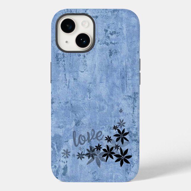 LIEBE Blue Flowers Handy Case (Rückseite)