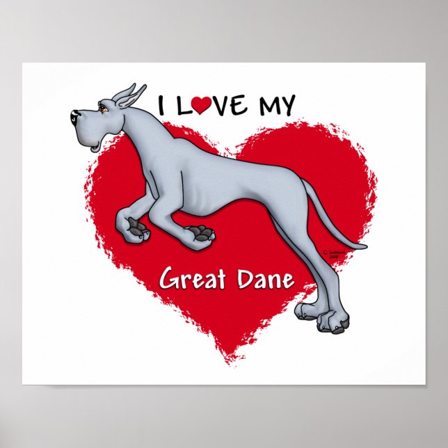 Liebe Blue Great Dane Poster (Vorne)